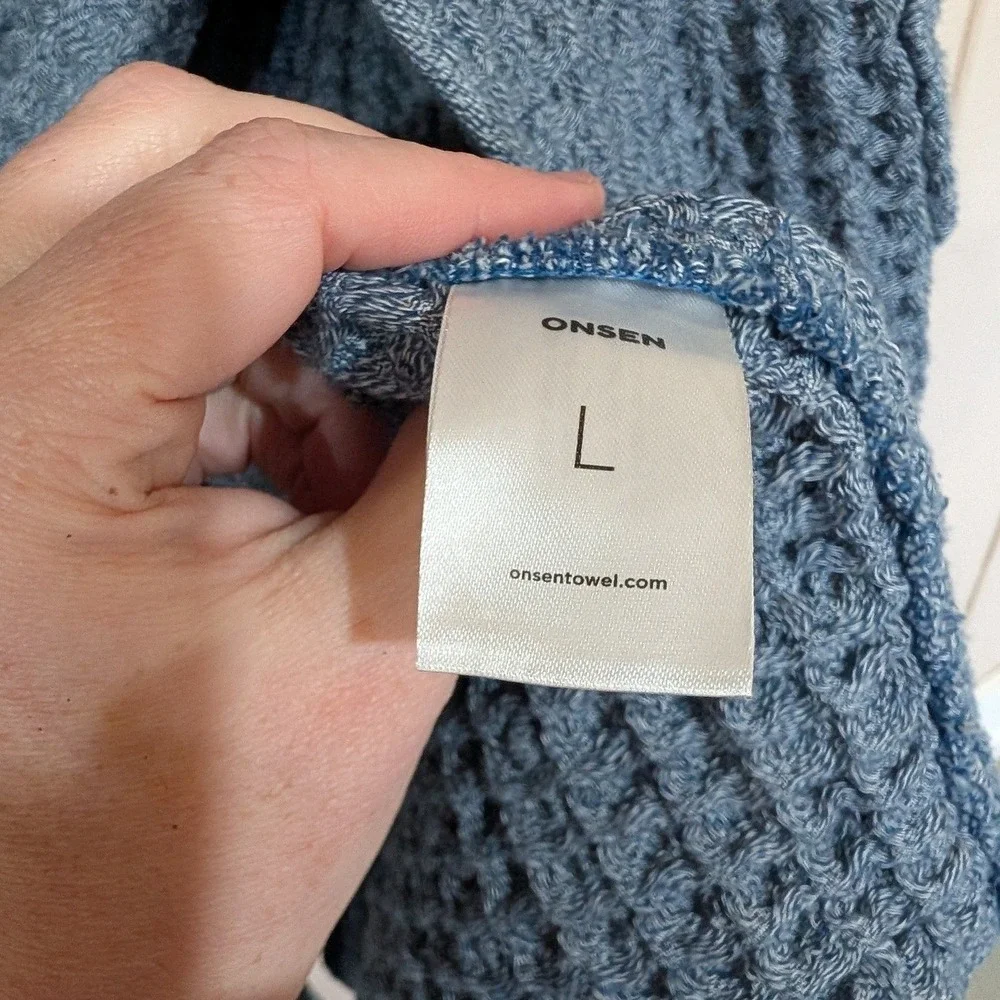 Onsen Hooded Waffle Robe Denim Blue Size L Supima Cotton Luxury Spa Huckberry‎
